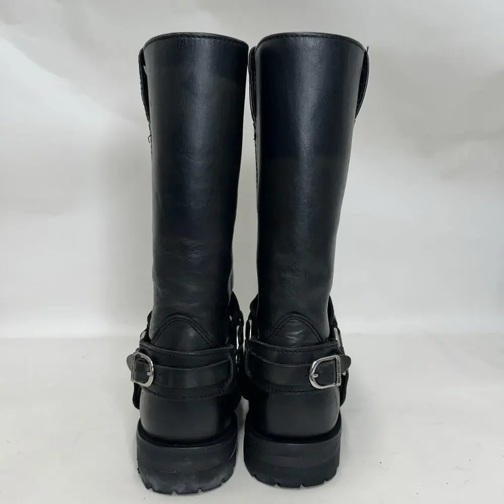 Vintage Harley-Davidson Motorcycle Flame Logo Boots “Black”